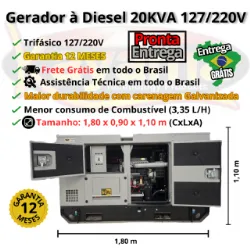 Gerador de Energia El�trica � Diesel  20 KVA Trif�sico Kayama Cabinado 127/220V 60 HZ