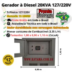 Gerador de Energia El�trica � Diesel  20 KVA Trif�sico Kayama Cabinado 127/220V 60 HZ