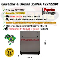 Gerador de Energia El�trica � Diesel  35 KVA Trif�sico Kayama Cabinado 127/220V 60 HZ