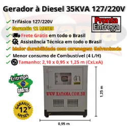 Gerador de Energia El�trica � Diesel  35 KVA Trif�sico Kayama Cabinado 127/220V 60 HZ