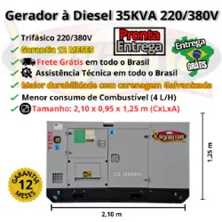 Gerador de Energia El�trica � Diesel  35 KVA Trif�sico Kayama Cabinado 220/380V 60 HZ