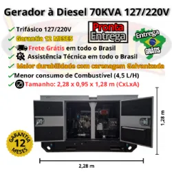 Gerador de Energia El�trica � Diesel  70 KVA Trif�sico Kayama Cabinado 127/220V 60 HZ