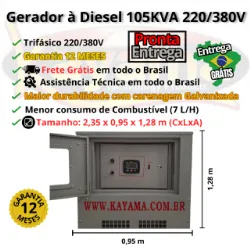 Gerador de Energia El�trica � Diesel 105 KVA Trif�sico Kayama Cabinado 220/380V 60 HZ