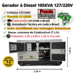 Gerador de Energia El�trica � Diesel 105 KVA Trif�sico Kayama Cabinado 127/220V 60 HZ
