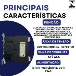contator Tripolar CJX2-6511C - 220V- 50/60 HZ - KAYAMA