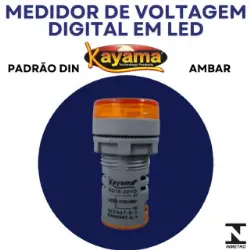 Medidor de voltagem digital LED de 22 mm com indicador ambar MV-22AB - KAYAMA