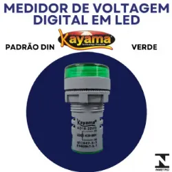 Medidor de voltagem digital LED de 22 mm com indicador verde MV-22VD- KAYAMA