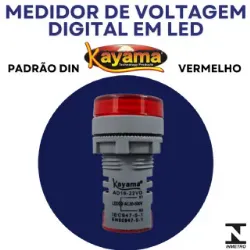 Medidor de voltagem digital LED de 22 mm com indicador vermelho MV-22VM - KAYAMA
