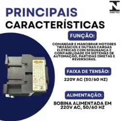Contator Tripolar duplo CJX2-1210B - 220V- 50/60 HZ - com intertravamento - KAYAMA