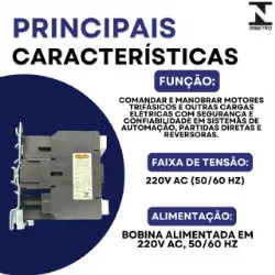 Contator Tripolar duplo CJX2-6511B - 220V- 50/60 HZ - com intertravamento - KAYAMA
