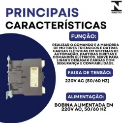contator Tripolar CJX2-6511B - 220V- 50/60 HZ - KAYAMA