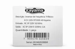 Inversor de Frequ�ncia Trif�sico 4 cv 220V IFT3030-40 Kayama